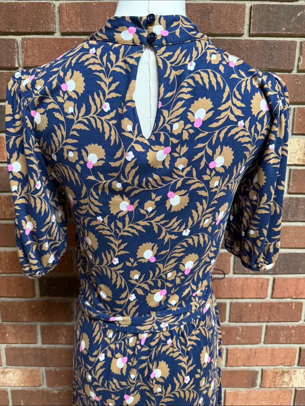 Boden Navy Floral Puff Sleeve Dress Size 6 - Picture 9 of 14